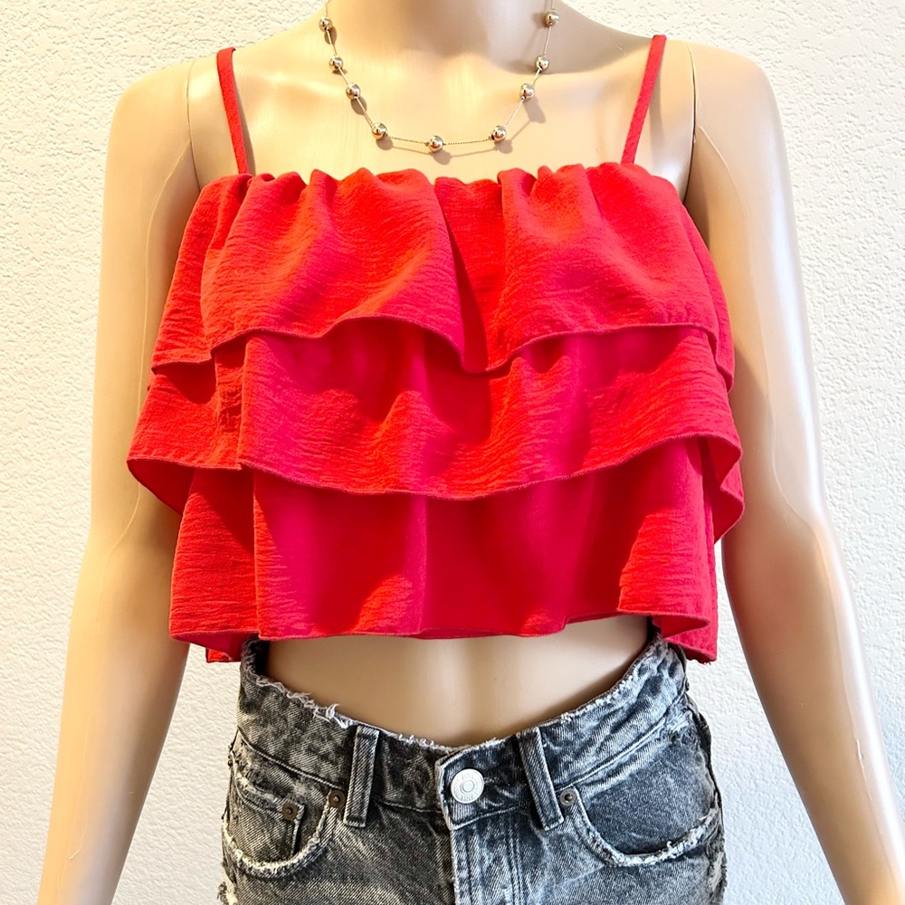 Altar'd State Vibrant Red Layered Crop Top